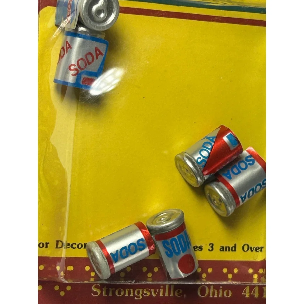 Timeless Minis Miniature Soda Cans 6pc Set Dollhouse Diorama 2306-20 Vintage